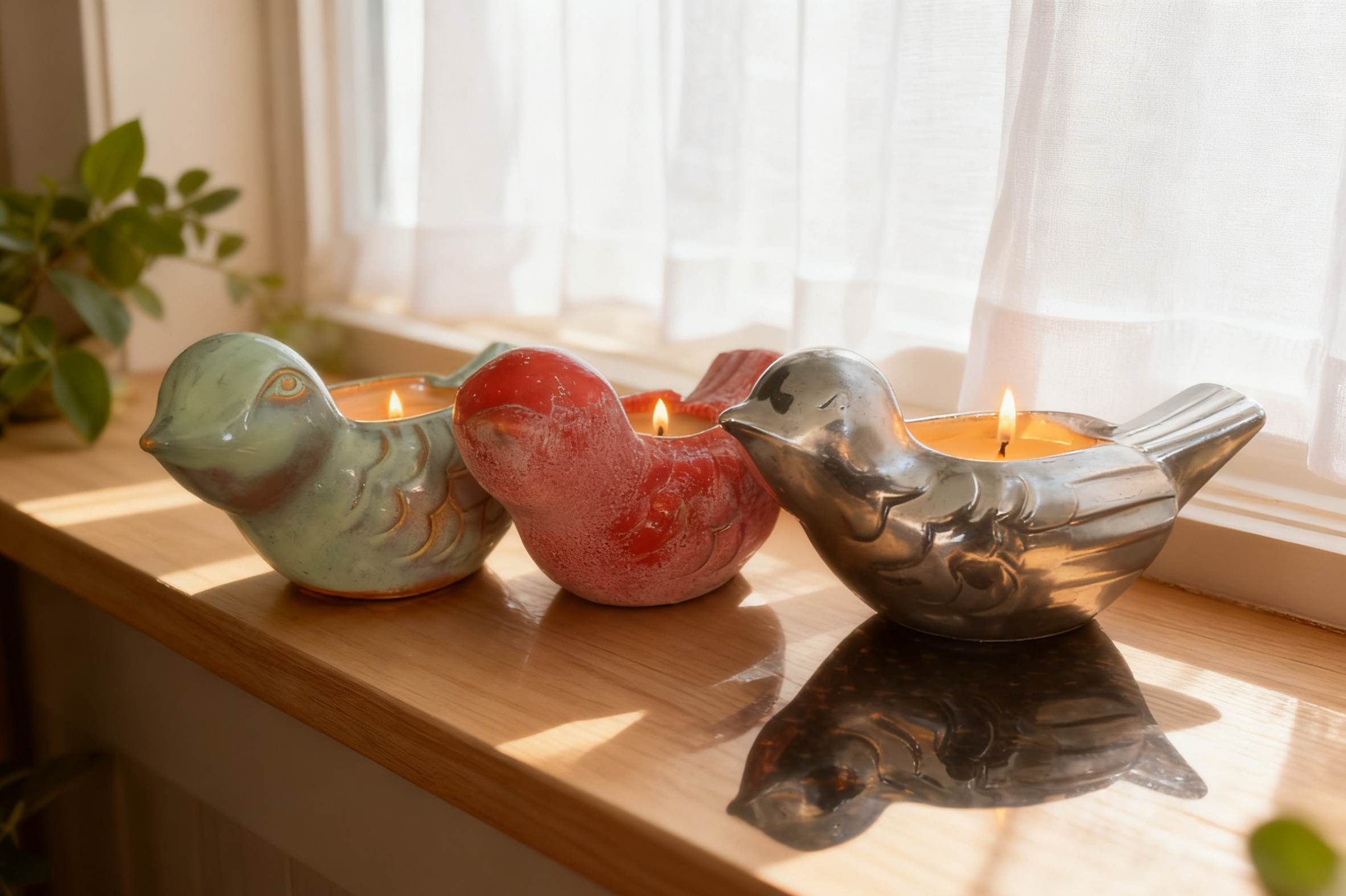 Ceramic Bird filled Candle